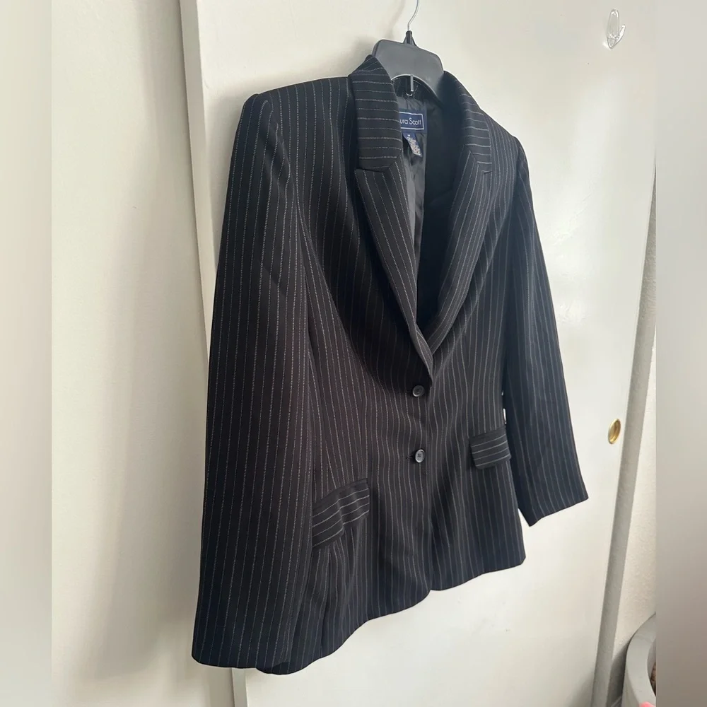 Laura Scott Black Pinstripe Blazer
